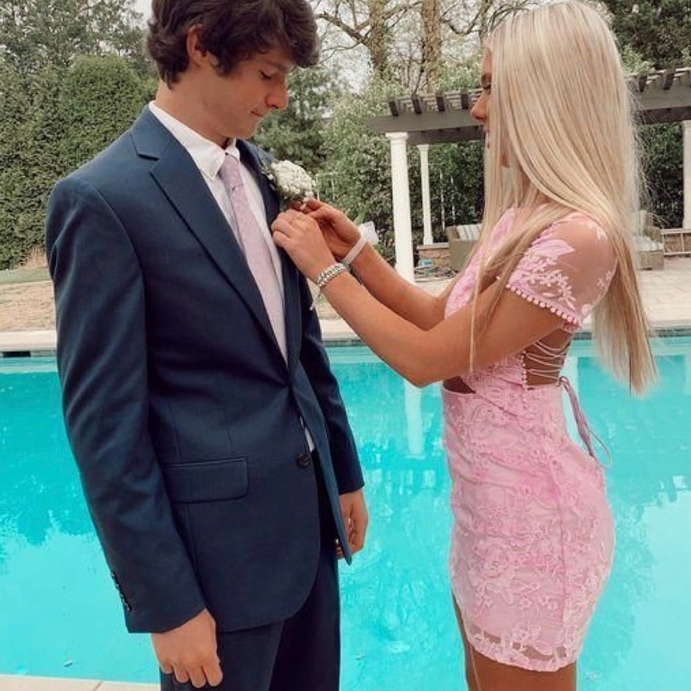 Classy gown light pink mini dress
